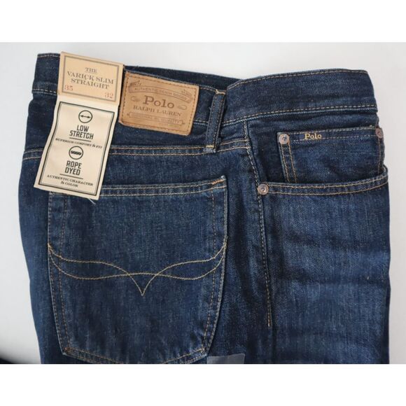 Polo Ralph Lauren Men's Sz 35x32 Dark Blue Varick Slim Straight Jeans - Picture 10 of 14